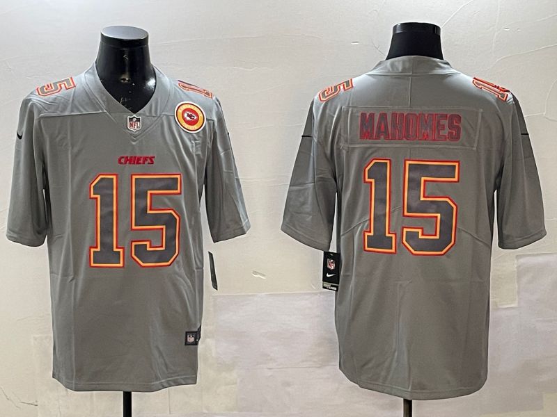 Men Kansas City Chiefs #15 Mahomes Grey 2025 Nike Vapor Limited NFL Jersey style 2103